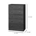 thumbnail image 4 of Benzara Transitional Style Wooden Chest with Five Drawers, Rustic Gray, 4 of 5