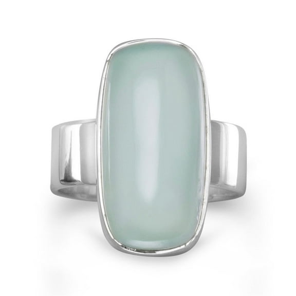 Sterling Silver 19.5mmx10mm Oval Sea Green Chalcedony Ring - Size 7