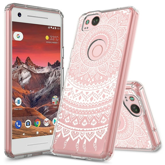 Pixel 2 XL Case, Rosebono Mandala Henna Pattern Designed Slim Shockproof Hard PC TPU Bumper Protective Armor Defender Cover for Google Pixel 2 XL