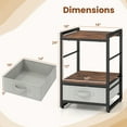 thumbnail image 3 of Gymax Table de Chevet Industriel avec Tablette de Rangement Ouverte et Tiroir en Tissu, 3 of 9