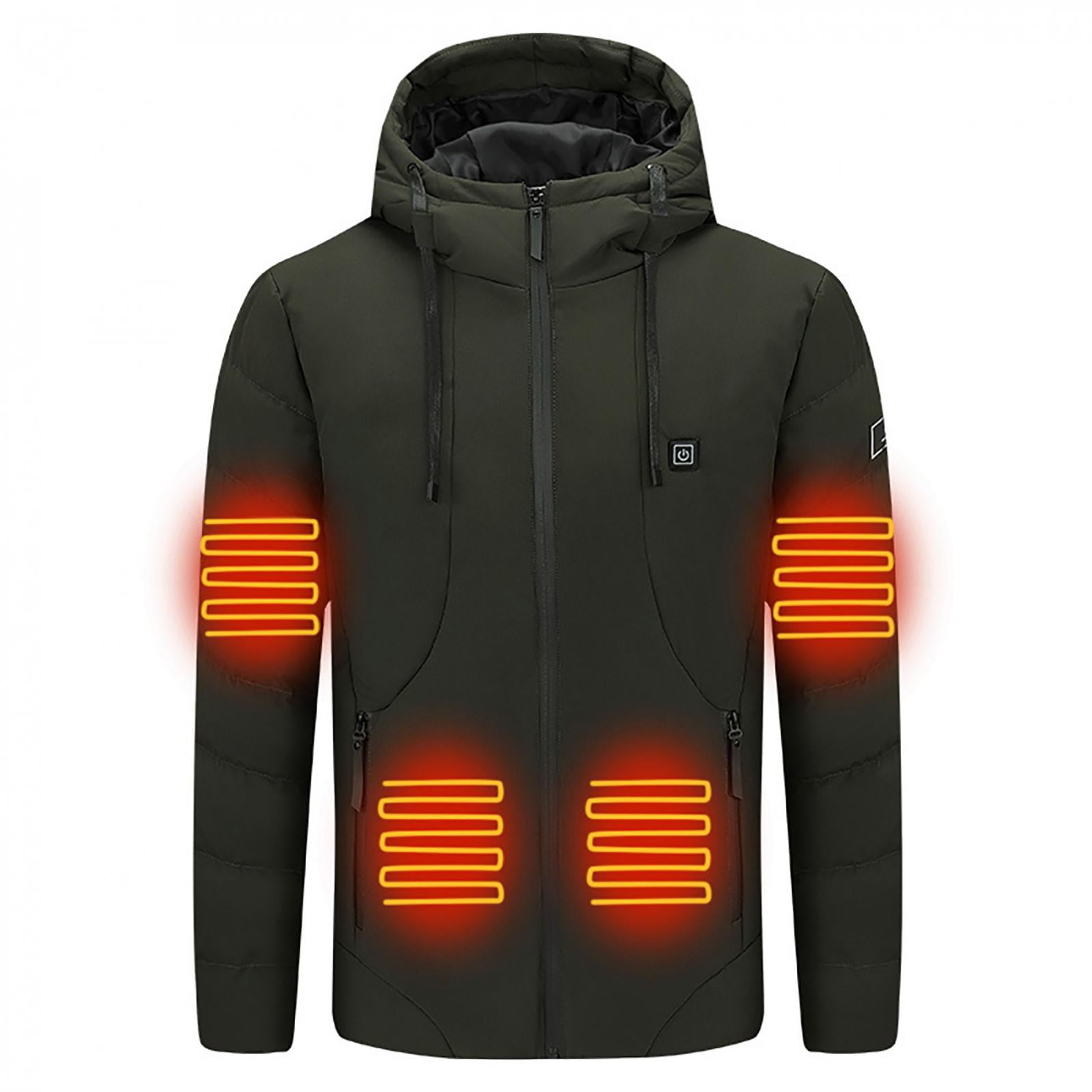 Cyber Monday Deals Tuscom Outdoor Warm Heated Jackets for Men Rechargeable USB Waterproof Women Heated Vest Down Jacket Jacket Detachable Hood, Men's,