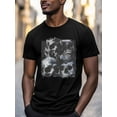 thumbnail image 3 of Skull Vintage Men's T Shirts T-Shirt for Men Crew Neck Tees Cotton Tops, Black, S, 3 of 7
