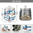thumbnail image 2 of Yayeee Ashtray with Lid for Cigarette Smokeless Stainless Steel Home Ash Holder, Dark Blue Hand Drawn Sailboats, 2 of 7