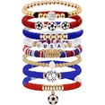 thumbnail image 2 of Yanonmyfd Game Day Bracelets for Women, Stackable Heishi Beaded Stretch Soccer Bracelet Soccer, World Soccer Cup Team Color Accessories & Outfits Jewelry, Soccers Dads Moms Coaches Fans Gifts,M-red, 2 of 16