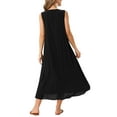 thumbnail image 3 of INSPIRE CHIC Women's Summer Dresses Sleeveless V Neck Button Decor Flowy Maxi Tank Beach Dress L Black, 3 of 6
