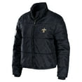 thumbnail image 2 of Women's WEAR by Erin Andrews Black New Orleans Saints Puffer Full-Zip Cropped Jacket, 2 of 3