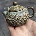 thumbnail image 2 of Copper Collection Antique Pure Copper Relief Copper Coin Teapot Wine Pot Green, 2 of 6