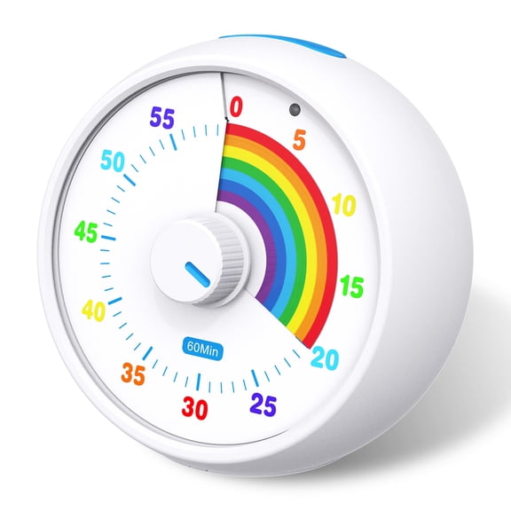 Visual Timer for Kids, 60-Minute Countdown for Classroom Office Kitchen, Desk Timer Kids Time Management Tools with Silent Operation, Pomodoro Timer Rainbow Pattern