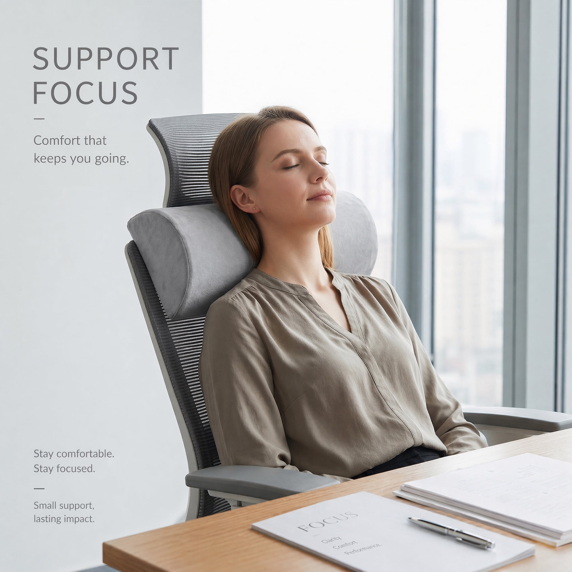 Unique Bargains Neck Pillow Foam Cervical Support for Sleeping Gray 12.6"x7.9"x3.5"