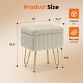 thumbnail image 2 of CONCETTA Vanity Storage Stool, Rectangular Ottoman Footrest with Metal Legs and Anti-Slip Feet for Makeup Room or Bedroom, Camel, 2 of 9