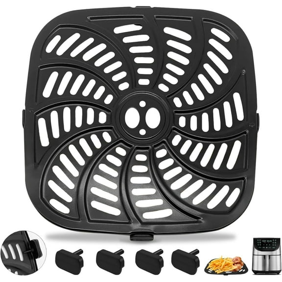 ABCISI Air Fryer Grill Pan for Gourmia GAF856 GAF826, Nonstick 9.8''*9.8'' Square Air Fryer Replacement Parts Accessories Rack Tray Grill Plate Crisper Plate for Gourmia 8QT