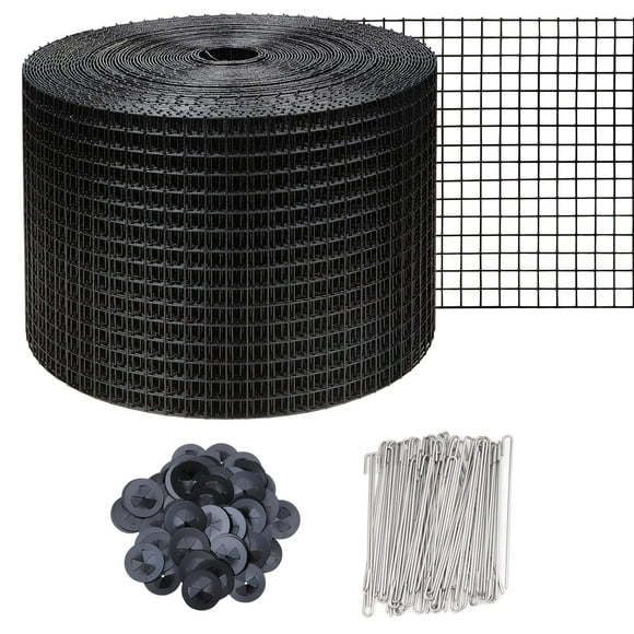 Panneau Solaire 6 Po X 100 Pieds Protection contre les Oiseaux, Filet de Protection de Toit Panneau Solaire 1/2 Pouce Maille PVC Noir Vinyle Galvanisé Filet 70 Clips de Fixation pour Contrôle des Oiseaux, Animaux