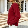 thumbnail image 5 of Women's Cropped Sweater Polo Collared Button up Long Sleeve Pullover Sweaters, 5 of 5