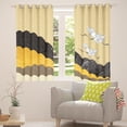 thumbnail image 5 of Mid Century Curtains Modern Abstract Curtains & Drapes, Oriental Crane Blackout Curtains Black Gold Brown Stripe Bedroom Curtains, Aesthetic Geometric Window Treatments Luxurious Home Decor, 5 of 6