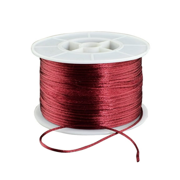 1 roll Round Nylon Thread Rattail Satin Cord for Chinese Knot Making FireBrick 1mm 100yards/roll