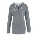 thumbnail image 6 of YUGYXL Women's Half Button Hoodies Loose V Neck Pullover Sweatshirts Trendy Casual Long Sleeve Going Out Tunic Tops Dark Gray XXL, 6 of 6