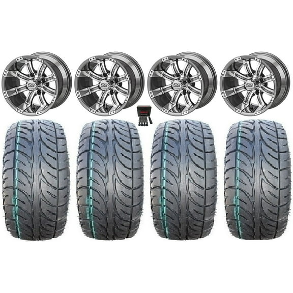 LSI Casino 12" Gunmetal Golf Wheels 205x30-12 Fusion Tires Yamaha