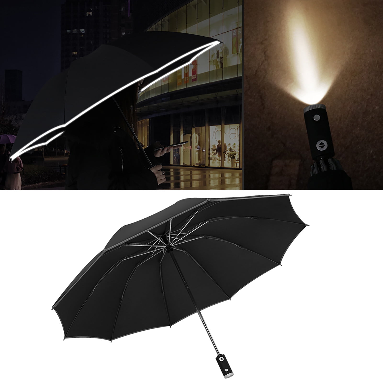 Double Layer Inverted Inverted Umbrella Is Light And Sturdy Shape Reverse Umbrella And Windproof Umbrella Edge Night Reflection 