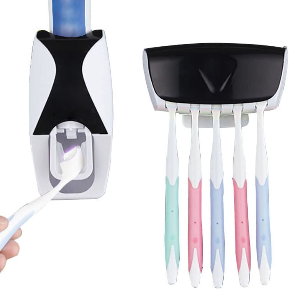 Hands Free Automatic Toothpaste Dispenser Squeezer Kit Toothbrush Holder Set 