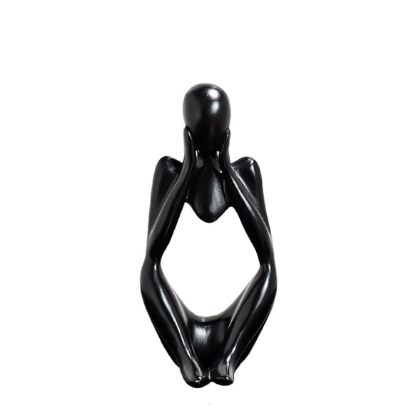 1pcs Resin Statue Thinker Style Decoration Abstract Sculptures Collectible Figurines for Home Decor Modern Office Shelf Desktop (Focus-Black)