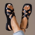 thumbnail image 5 of Viluyesy Womens Flat Sandals, Slingback Square Toe Low Heels Summer Fashion Casual Bohe Shoes Black US7, 5 of 9