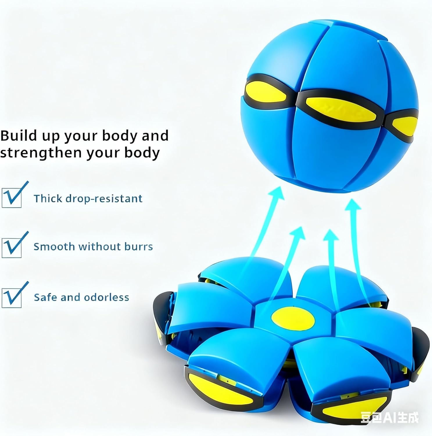 2026 Bouncing Ball, Magic Flying Saucer，Bouncy Ball，Interaction, Dog Toy, Easy to Catch, Safe with 6Lights