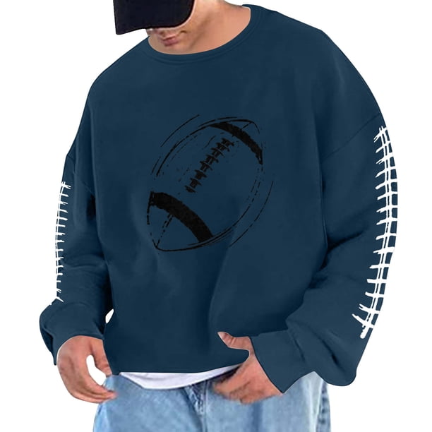 Sudadera sin capucha para hombre, cuello redondo, sudadera deportiva con estampado de fútbol, jersey de manga larga, blusa de poliéster para hombre