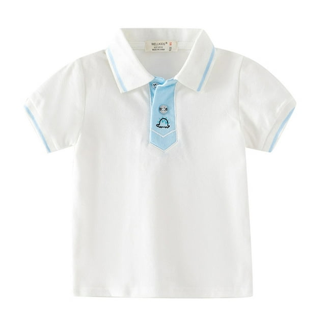 Polos pour Garçons Chemise Unie Chemise de Rugby pour Garçons Chemise à Boutons pour Garçon Chemise à Manches Courtes pour Garçon 4-5 Ans Mode Garçons