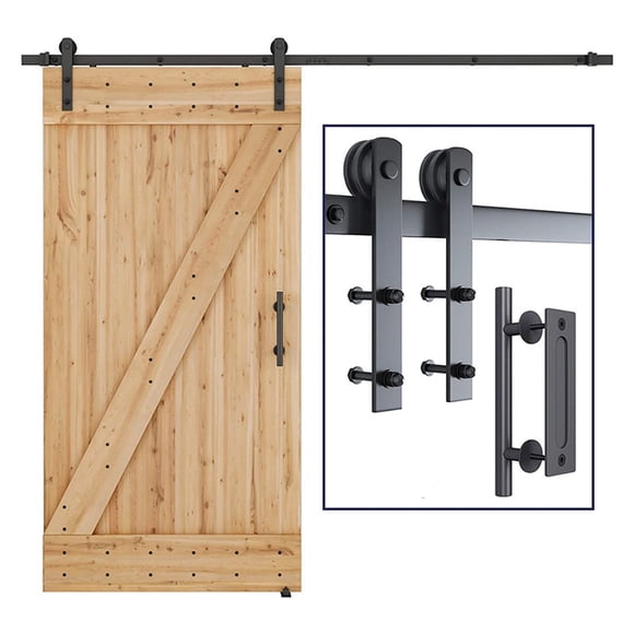 Vintage Industrial 200cm Sliding Barn Wood With Handle Door Interior Closet Door Kitchen Door Track Kit Track System Hardware ,Easy to Install