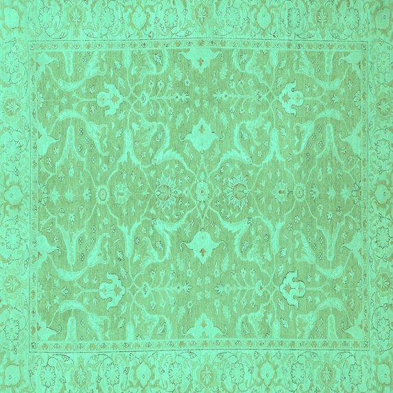Ahgly Company Machine Washable Indoor Square Abstract Turquoise Blue Modern Area Rugs, 3' Square