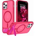thumbnail image 1 of Funda Magnética con Soporte invisible Integrado, Delgada y Fina, para iPhone 12 Pro Max 6.7", Rosa Intenso, 1 of 7