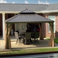 thumbnail image 2 of PURPLE LEAF 13 X 13 Outdoor Hardtop Gazebo Wide Aluminum Frame Metal Double Roof Heavy Duty Netting and Curtains Permanent Hard Top Pavilion Patio Khaki, 2 of 9