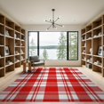 thumbnail image 2 of ODIKA 9'x12' Washable Area Rug Red White Buffalo Check Classic Design Large Scale Tartan Grid for Festive Christmas for Great Room, Indoor Concept, Living Low Pile, Flatwoven, 2 of 7