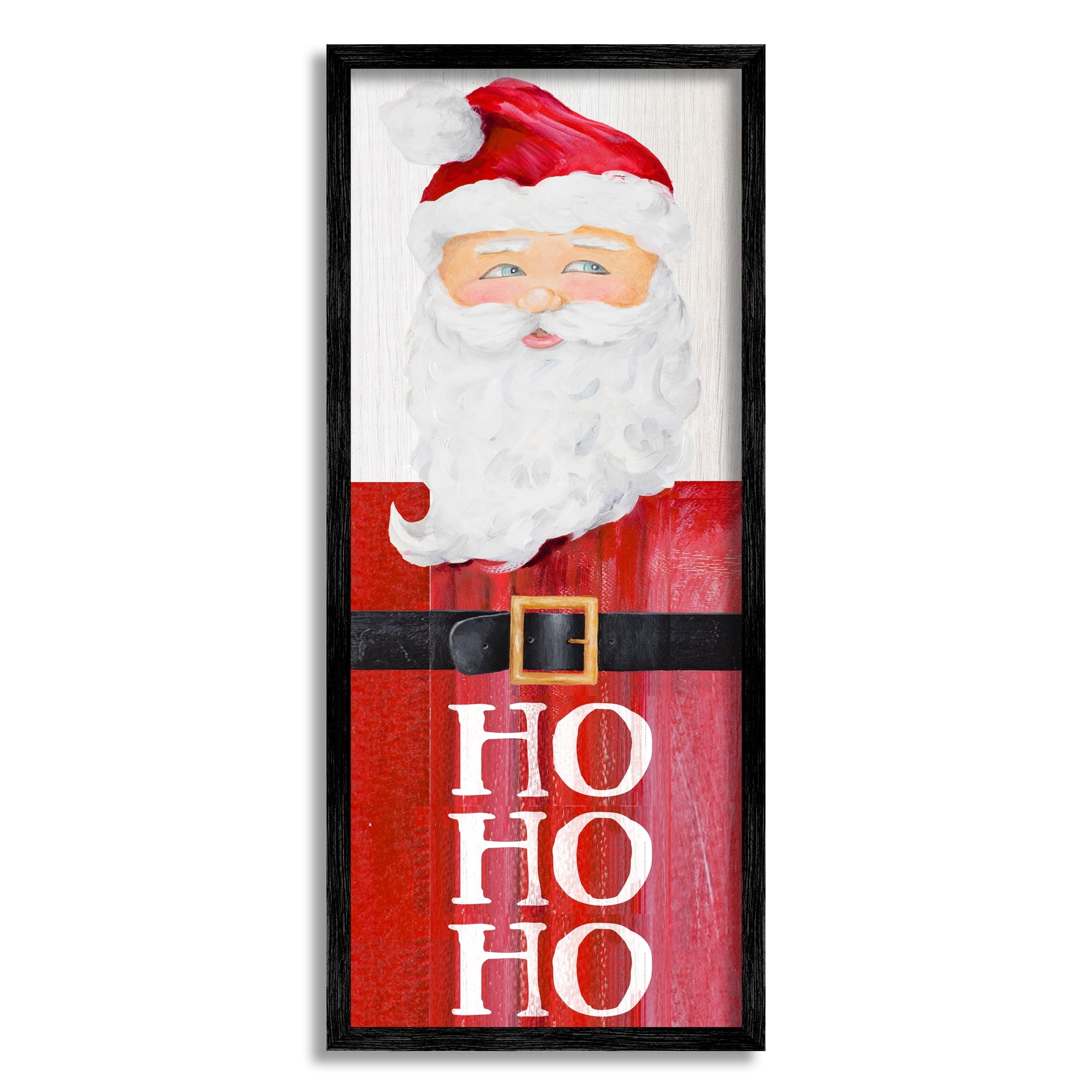 Stupell Industries Santa Clause Rustic Red Suit Charming Christmas Holiday Painting White Framed Art Print Wall Art, 10 x 24