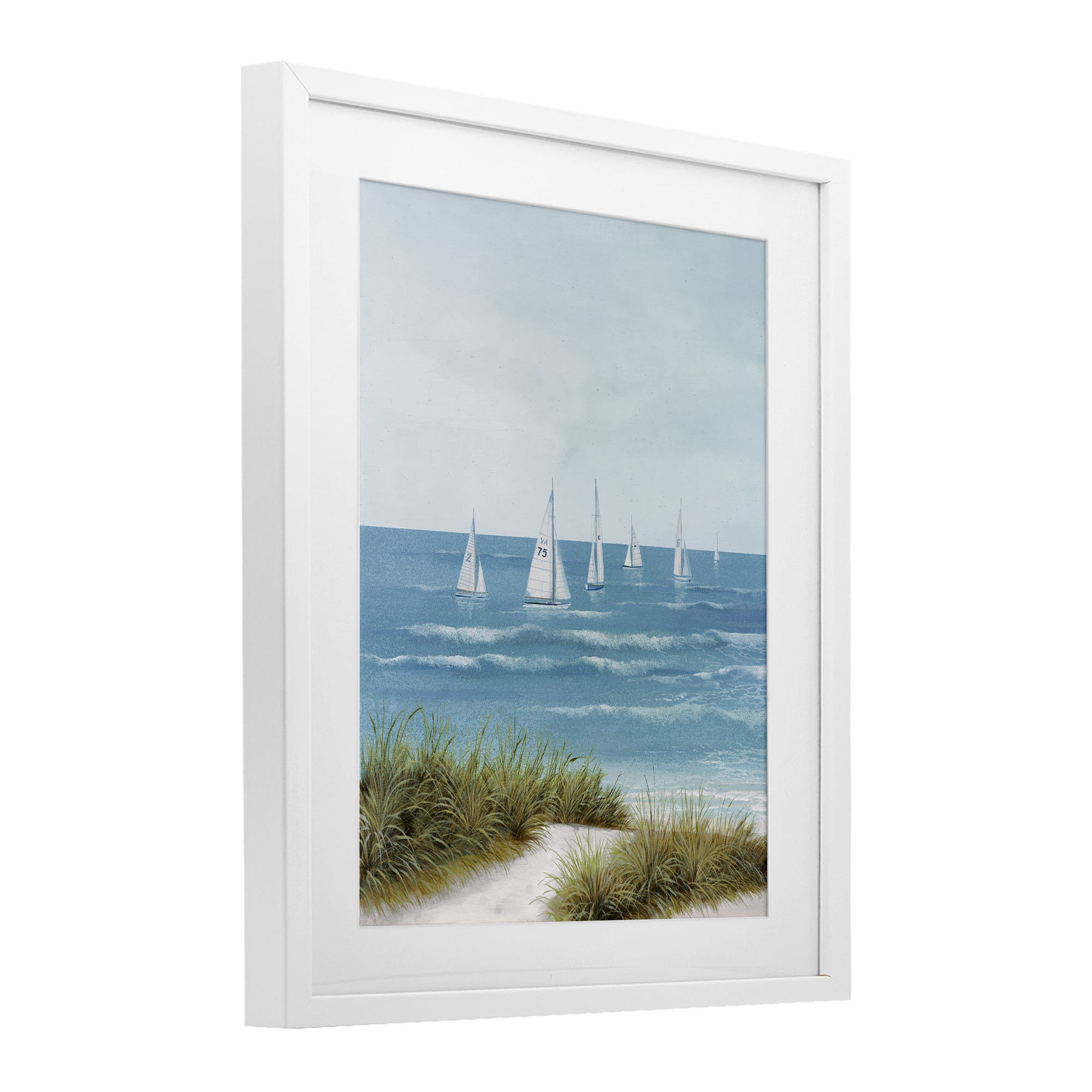 Stupell Industries Sail Away Beach Seascape White Framed Print Under Glass, design by Lorenzo Collective