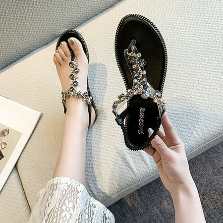 

ZXHACSJ Jacketed Sandals Flat Sandals Beach Shoes Women s Sandals Women s Shoes Black 38