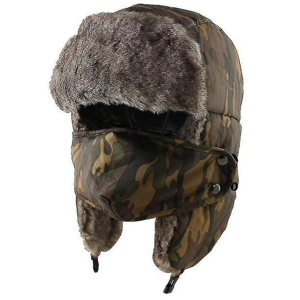 Winter Warm Earflap Bomber Hats Scarf & Women, Face Cover Cap（Dark Khaki） 