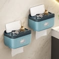 thumbnail image 3 of Fiudx Wall-Mounted Toilet Paper Holder Box, No-Drill Waterproof Tissue Dispenser Rack with Storage Shelf, Plastic, 5 Color Options, 1-Pack, 3 of 6