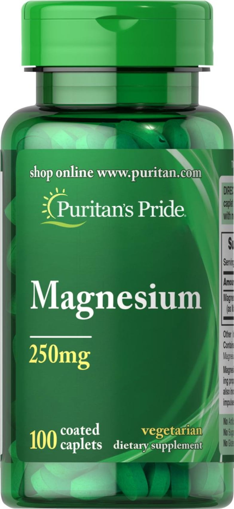 Puritans Pride Magnesium 250 Mg Caplets, 100 Count