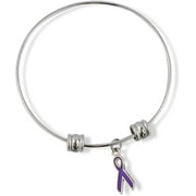 EMERALD PARK JEWELRY Purple Ribbon Cancer Alzheimer Crohn Animal Abuse Fancy Charm Bangle