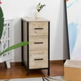 thumbnail image 5 of UEV Free Standing Single Vanity, Modern Bathroom Drawer Organizer,Oak Nightstand, Storage Tower Vanity Vertical Dresser for Bedroom/Hallway/Entryway, 3 Drawers, 5 of 16