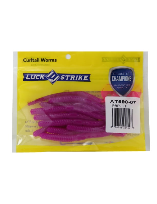 Purple FR AT590-06 Luck E Strike 6” CurlTail Worms 12 in each pack NIP