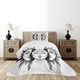 thumbnail image 4 of Ambesonne Moon Quilted Bedspread Set 2 Pcs, Monochrome Sun and Moon, Twin Size, Black White, 4 of 5