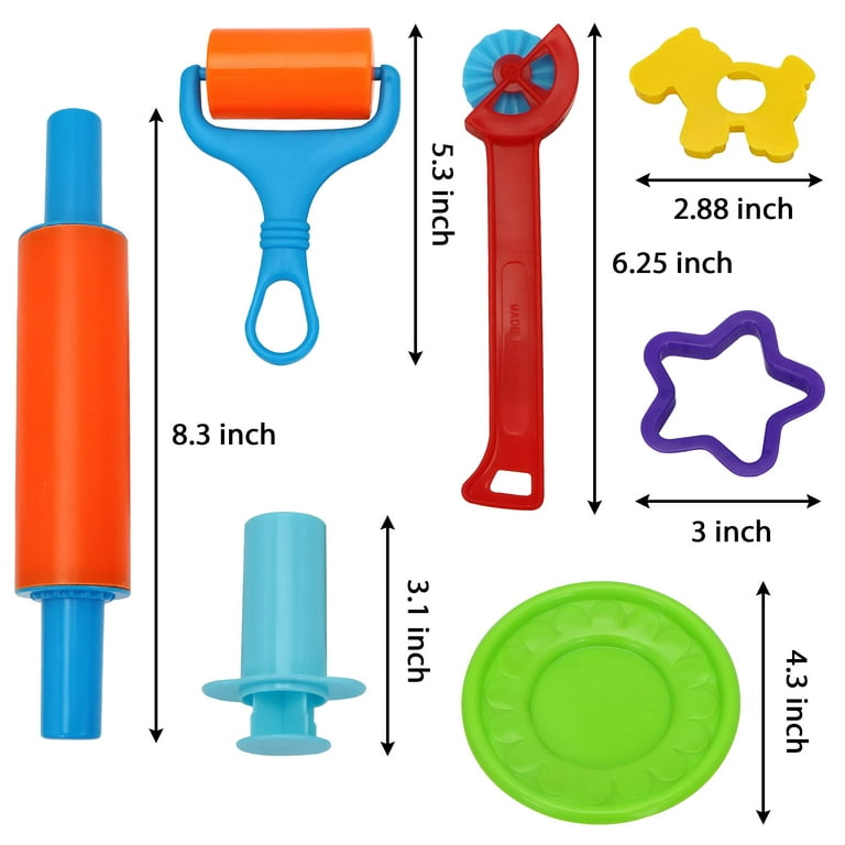 Joyin 44 Pieces Play Dough Accessories Set for Kids Playdough Tools with  Various Plastic Molds,Rolling Pins, Cutters 