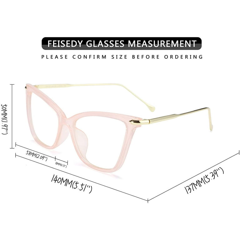 Feisedy Oversized Cat Eye Glasses Frame with Clear Lenses Eyewear for Women B2460