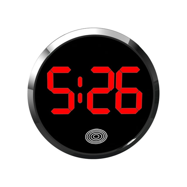 Tap-Activated Digital Car Clock, Stick-On LED Display, Metal 60g 4x4x3cm, Durable Easy Install, For Car Interior