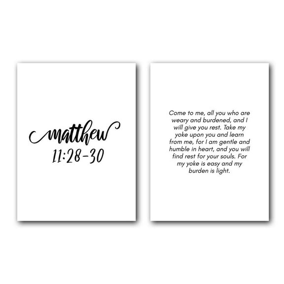 Matthew 11:28-30, Bible Verse, Set of 2 Prints, Wall Art Décor