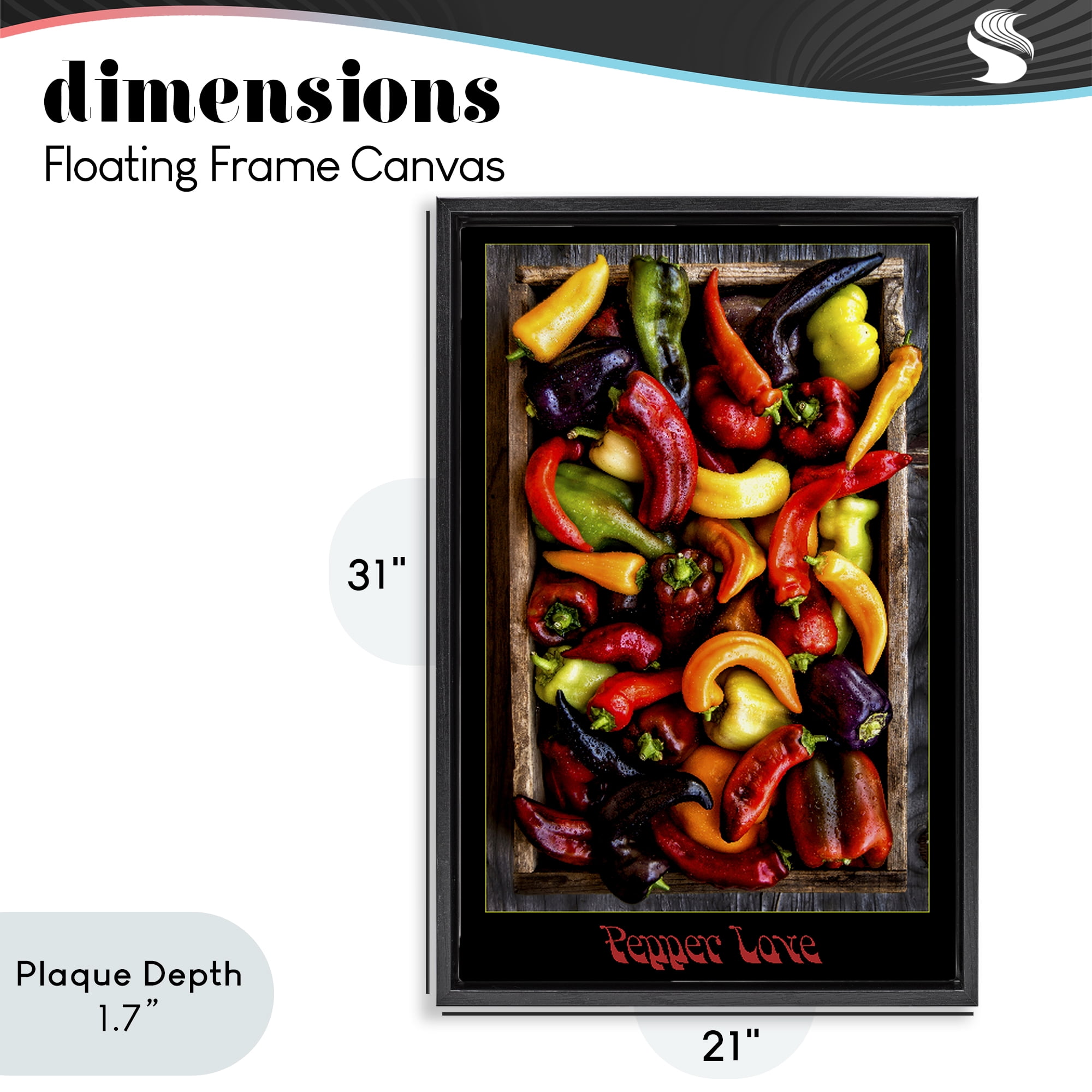 Stupell Industries Pepper Love Vibrant Vegetables Black Framed Floater Canvas Wall Art, design by Carl Kravats