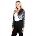 thumbnail image 5 of Fashion Secrets Women`s Collarless Open Front Velvet Bolero Shrug Cardigan Cropped Jacket (XX Large, Gray), 5 of 6