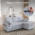 thumbnail image 7 of JINSEED 4-in-1 Sleeper Sofa, L Shaped Sofa with Pull Out Bed and Double Storage Chaise Sectional Couch, Light Gray, 7 of 7